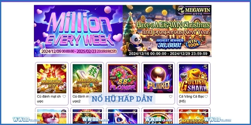 Nổ hũ tại ww88 với hàng trăm tựa game hấp dẫn