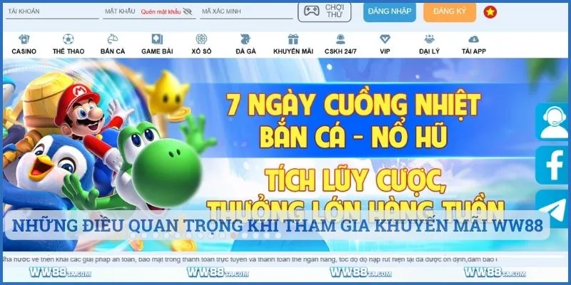 Những điều quan trọng khi tham gia khuyến mãi ww88