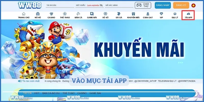 Thành viên chọn vào mục tải app để lấy mã